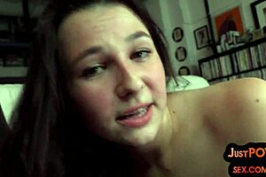 Pov slutty amateur with small 18+ boobs sucks closeup and rides