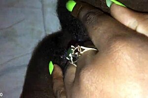 Fingering my tight black creamy pink pussy