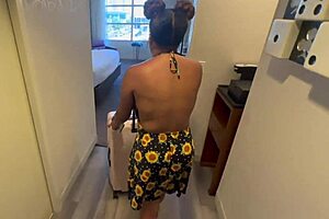 The pervy stepbro shares a bed with his thick stepsis on vacation and creampies her doggystyle