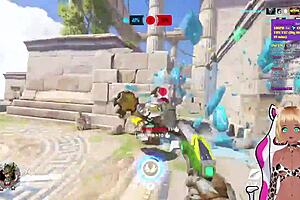 Vtuber Lewdneko plays overwatch and gets spanked part 1
