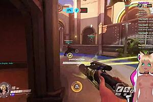Vtuber Lewdneko plays overwatch and gets spanked part 1