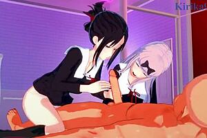 kaguya and chika with that old man in wild 3p action 😏