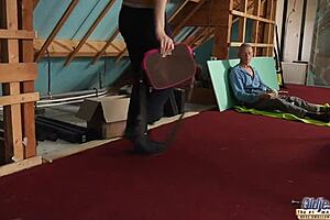 Teen rides grandpa's cock doggystyle