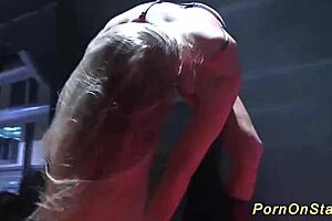 Hot Babe Striptease On Public Stage