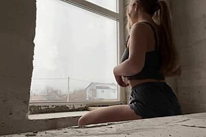 wife masturbates by the window, squirting and seducing passers-by! so hot