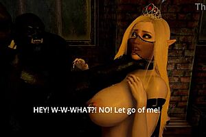 fallen princess says, 'bend over for my monster cock in this threesome'