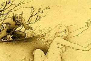 Vintage Erotic Illustration Showcasing Retro Anime Style and Antique Charm