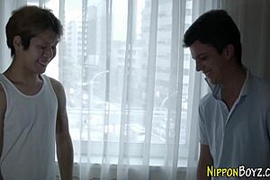 Ever seen a japanese guy suck cock like this? He strokes and sucks with such hardcore intensity, leading to a massive cumshot.