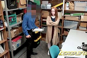 Redhead ella makes faces as officer drills her cunt in doggystyle, she says