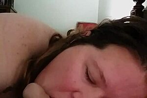 Slutslave1975 relishes sucking hard cock in retro blue film scene.