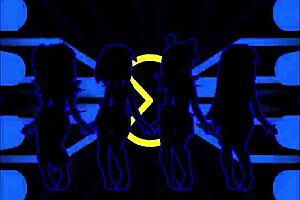 pacman ghost girls perform a fun dance in three phases at 1080p