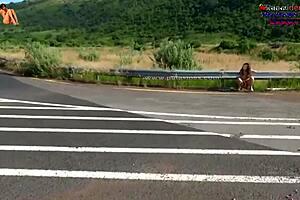 danna hot strips naked and pees in public street for all to see. it's wild!