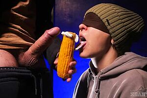 Angry but happy as stepbrother uses my mouth for cum