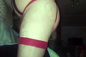 Gay Man In Red Stockings Rubs Little Dick And Shows Huge Ass