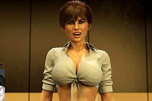 Artemis 1, the Playful Fox, Enjoys Playing Adult Visual Novel with Big Tits, Bent Over Doggystyle, Cum, Cowgirl, Brunette, and Cum in Mouth Scenes.