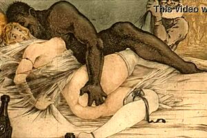 Vintage Erotic Illustration Showcasing Retro Anime Style and Antique Charm