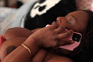 Ebony babe KittyLove caught banging two friends hard. Her curvy frame takes every thrust.