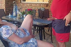 Caught My Friend's Wife Fingering on Patio, Joined Her for Mutual Masturbation in Wild Heat. It Got Steamy Fast!