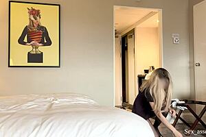 shy maid bent over in hotel