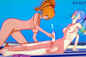 Excellen, Az, Nine, and Chitose unleash intense futanari creampie action