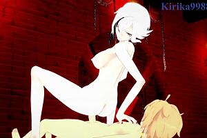 arlecchino and aether in intense sex - genshin impact hentai