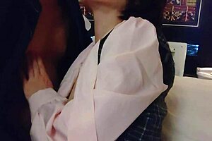 ol assistant rides during daytime in pantyhose and uniform