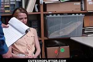 Caught shoplifting? Alina West gets fucked by the officer.