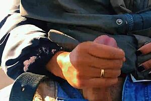 hotwife safada jerks off on road, nearly caught in public naughty group fun