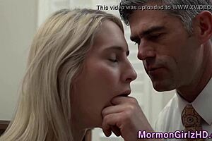 Mormon teen rubs herself while being watched in taboo voyeur scene