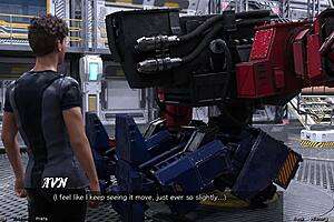 Stranded in space, flirting with a curvy half-robot girl in 3D hentai adventure.