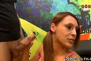 stockings-clad skank endures bizarre european bukkake with monster cock facials and cumshots