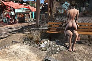Fallout 4 Diamond City Public Fucking with Brunette in Outdoor Setting