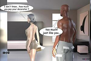 Mia performs blowjob in 3D comic.