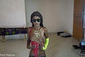 perfect ebony tits on skinny chocolate body