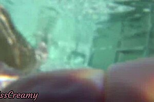 Flashing pussy at public pool, boy helps me masturbate risky