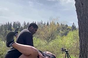 Sexy chubby BBW Remi getting BBC on top of a giant rock 😍