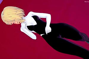 Spider Gwen Fucks Intensely In Her Suit At The Hotel