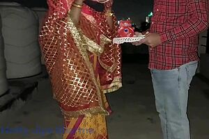 after breaking fast on karva chauth, husband and wife have chudai 🔥