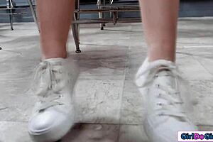 Petite Freshman Transforms From Bookworm To Strapon Bitch!