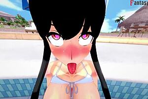 Yor forger in bikini pool sex for spy x family fantasy.