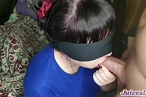 I give my lover a deepthroat blowjob at home