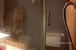 stepmom walked into my bathroom and caught me jerking... she watched!