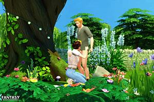 Hot sex in nature with beloved sparks wild desire in 3D animation