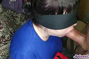 I give my lover a deepthroat blowjob at home