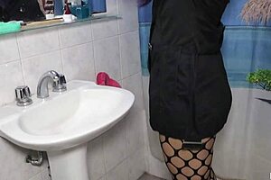 Big ass wife craving cock in fishnets