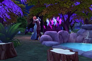 Elsa and Kristoff get caught in public muff diving and pussy licking in the wild