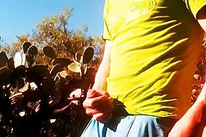 Young man engages in solo self-pleasure activity