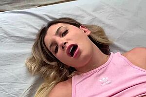 Hot step sister is caught masturbating by her horny step brother in roleplay