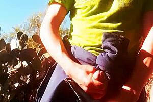 Young man engages in solo self-pleasure activity