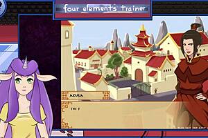 Azula showers in Avatar's Four Elements Trainer, her muscular body rough and pregnant with desire.